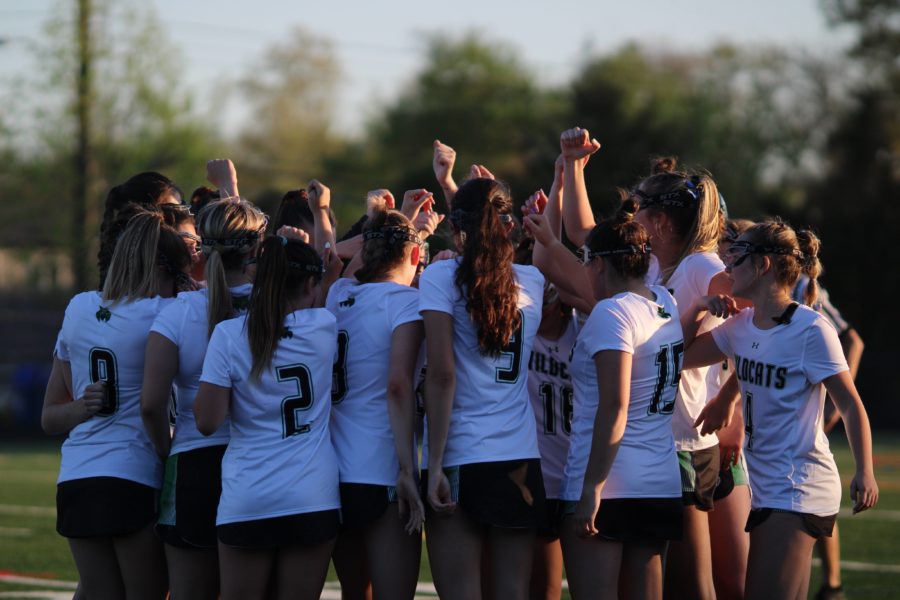 The Wildcats huddle before the start of the Whitman game. The Vikings bested the Wildcats 9-8. I think we need to work on communication and having more faith in ourselves to handle hard situations, sophomore defender Peyton Brown said.