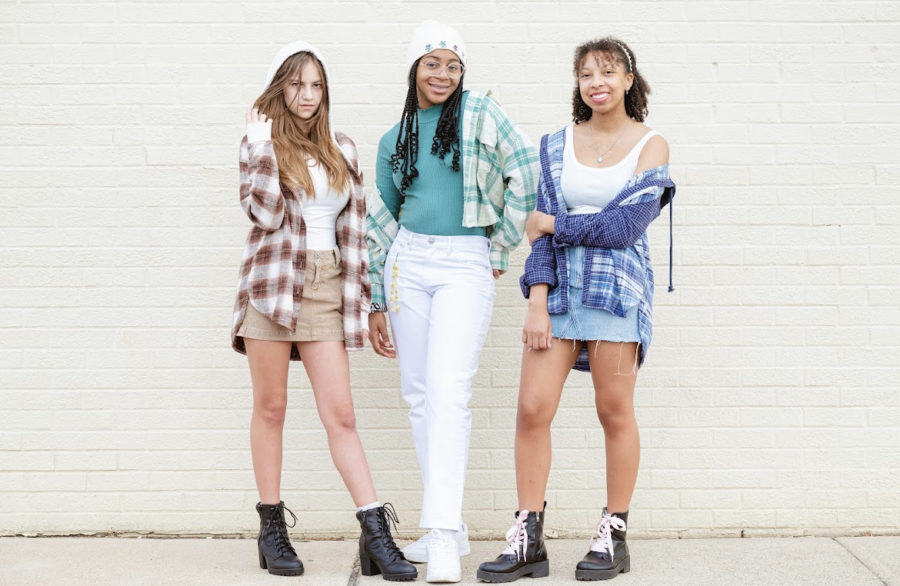 Zoien Hall, Ciella Koebi and Kayla Jones (left to right) pose for an American Eagle photo shoot. This was the third American Eagle shoot Borissow had photographed.