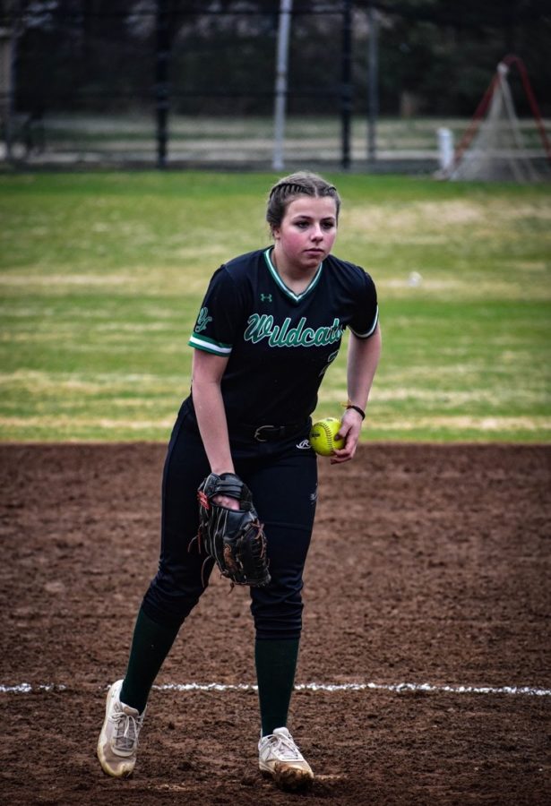 Starting pitcher junior Sami Rosenberg prepares to pitch the ball. The teams pitching and defense have been strong this season, leading to many of their victories.