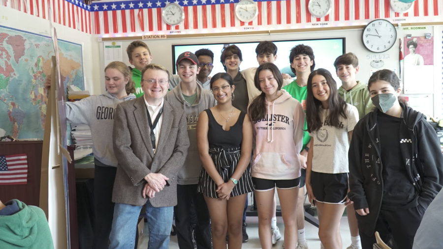Timothy Rodman pictured with some of his fourth period AP Government students. WJ’s U.S. government and history classes prepare students well to become educated citizens, actively participating in politics.