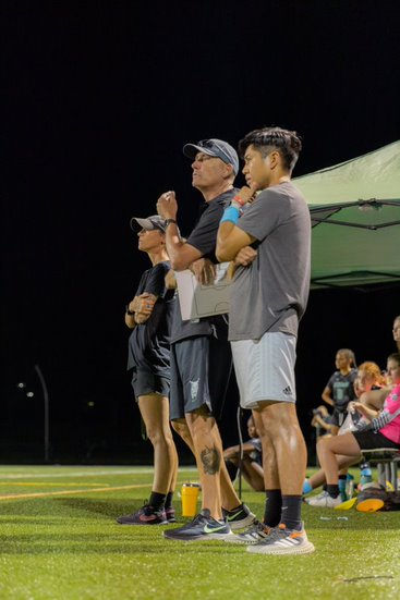 Head coach Neil Gottlieb (middle) observes the girls varsity soccer game against Wootton on Sept. 11. Gottliebs coaching style gives the girls the ability to play freely. He is very hands-off during games and generally lets us do what we know how to do, senior Federica Gavelli said.