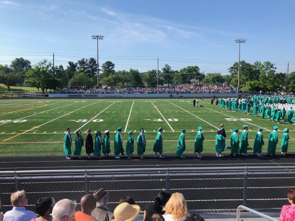 The class of 2022 lines up on the football field for graduation. The location of graduation for the class of 2024 has not been decided yet.