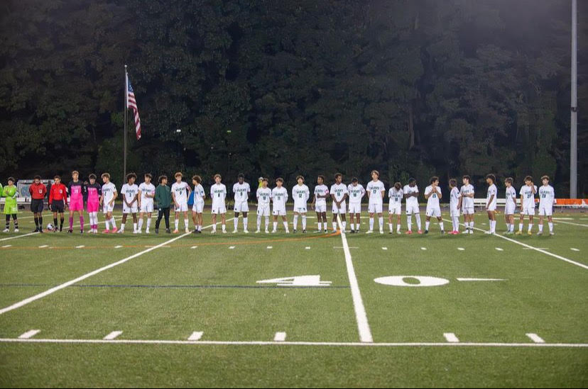 The Cats line up before their match against the Vikings. The Cats went on to lose a close match in OT after conceding two late goals.