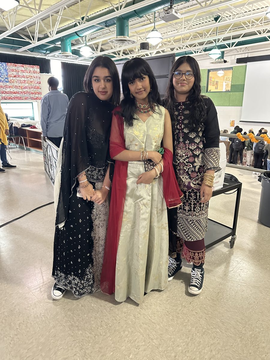 Freshmen Nayela Binte Mahmood, Aman Kalsi and Akki Srivastava dress in Diwali outfits.