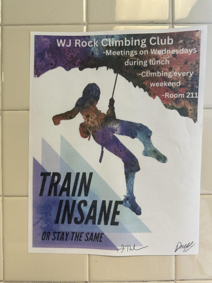 WJ+Rock+Climbing+Club+meets+to+make+climbing+a+more+accessible+sport+for+students.+During+their+interest+meeting%2C+the+club+brainstormed+exciting+future+activity+ideas+such+as+outdoor+climbing.+%E2%80%9CI+do+mostly+indoor+but+I+love+outdoor+climbing%2C%E2%80%9D+vice+president+sophomore+Sophia+Babayev+said.