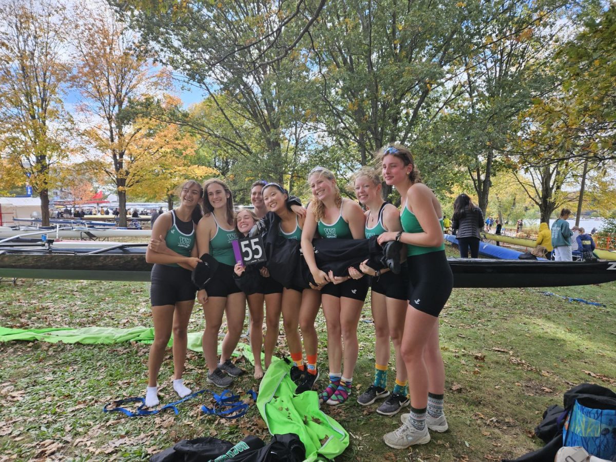 The+girls+WJ+Crew+team+celebrates+after+racing+in+one+of+the+biggest+regattas%2C+The+Head+of+the+Charles.+WJ+Crew+enjoyed+the+film%2C+The+Boys+in+the+Boat%2C+believing+it+was+an+inspirational+film+that+realistically+captured+the+sport+of+rowing.