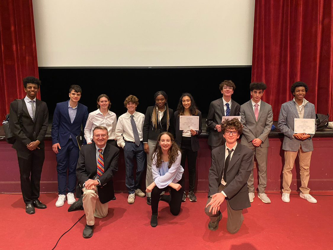 The Model UN club celebrates a successful conference at Towson High School. Five delegates won awards in all five committees. (Courtesy Timothy Rodman)