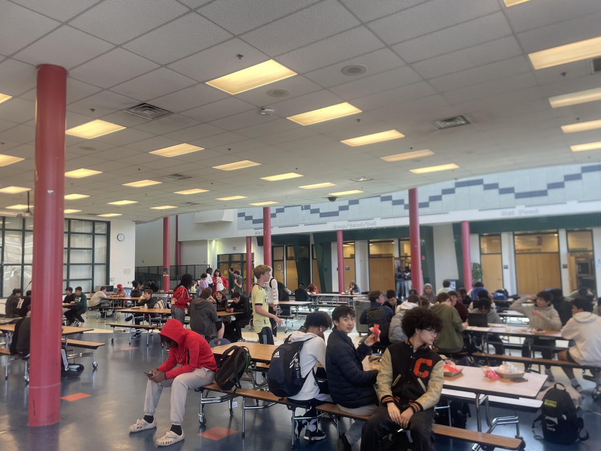 Dozens of students eat in the cafeteria during lunch. The cafeteria has long been a place of contention for eating lunch.