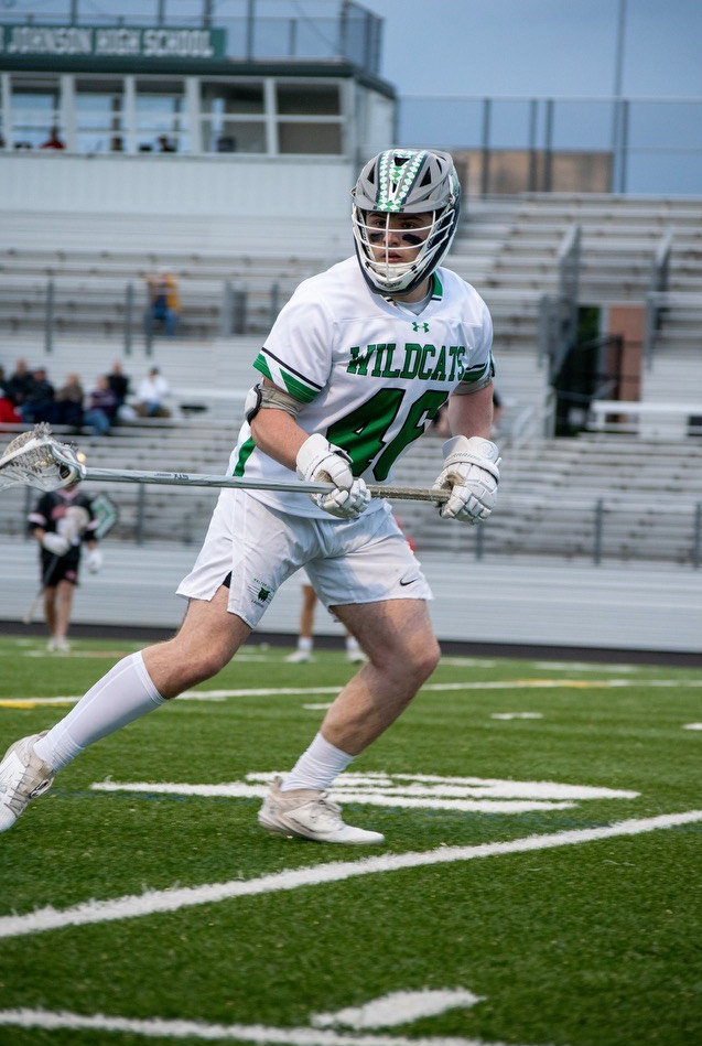Junior+defenseman+John+Jernell+presses+up+on+the+incoming+Quince+Orchard+attackman.+The+Cats+fell+7-10+on+home+turf%2C+and+play+Rockville+tonight.+%28Courtesy+John+Jernell%29