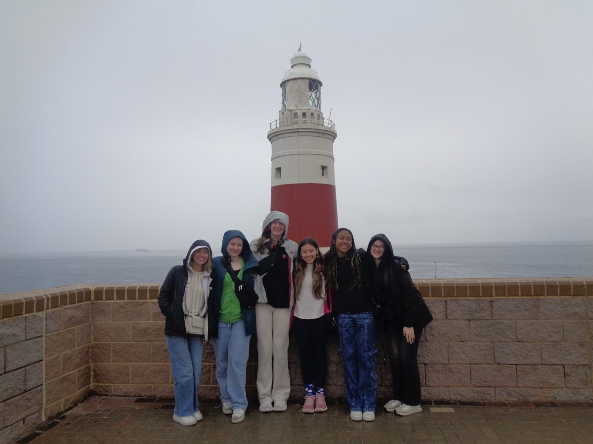 Even for a cloudy day, the view was amazing. - Alana Cooper, 12 (Pictured from right to left - Amelia Mason, 12, Alana Cooper, 12, Kansiri Sukdang, 11, Addie Pollitt, 11, Kathleen Ryder, senior, Cecelia Saltzman, senior).